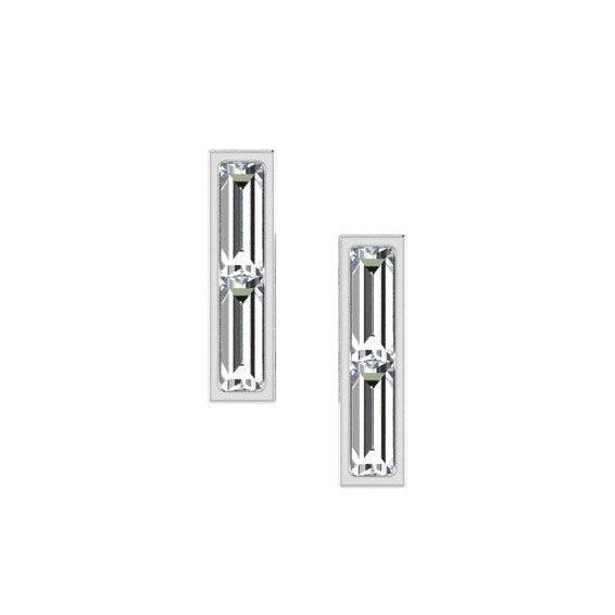 Diamond Bar Earrings 14K Gold - Thenetjeweler