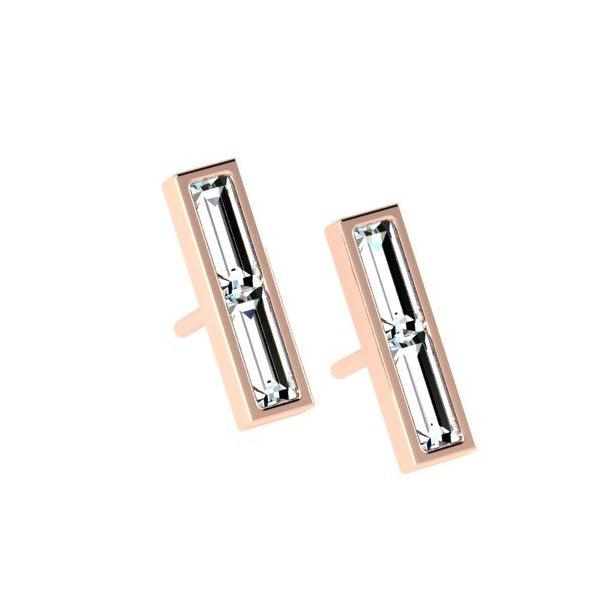 Diamond Bar Earrings 14K Gold - Thenetjeweler