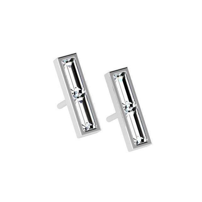Diamond Bar Earrings 14K Gold - Thenetjeweler