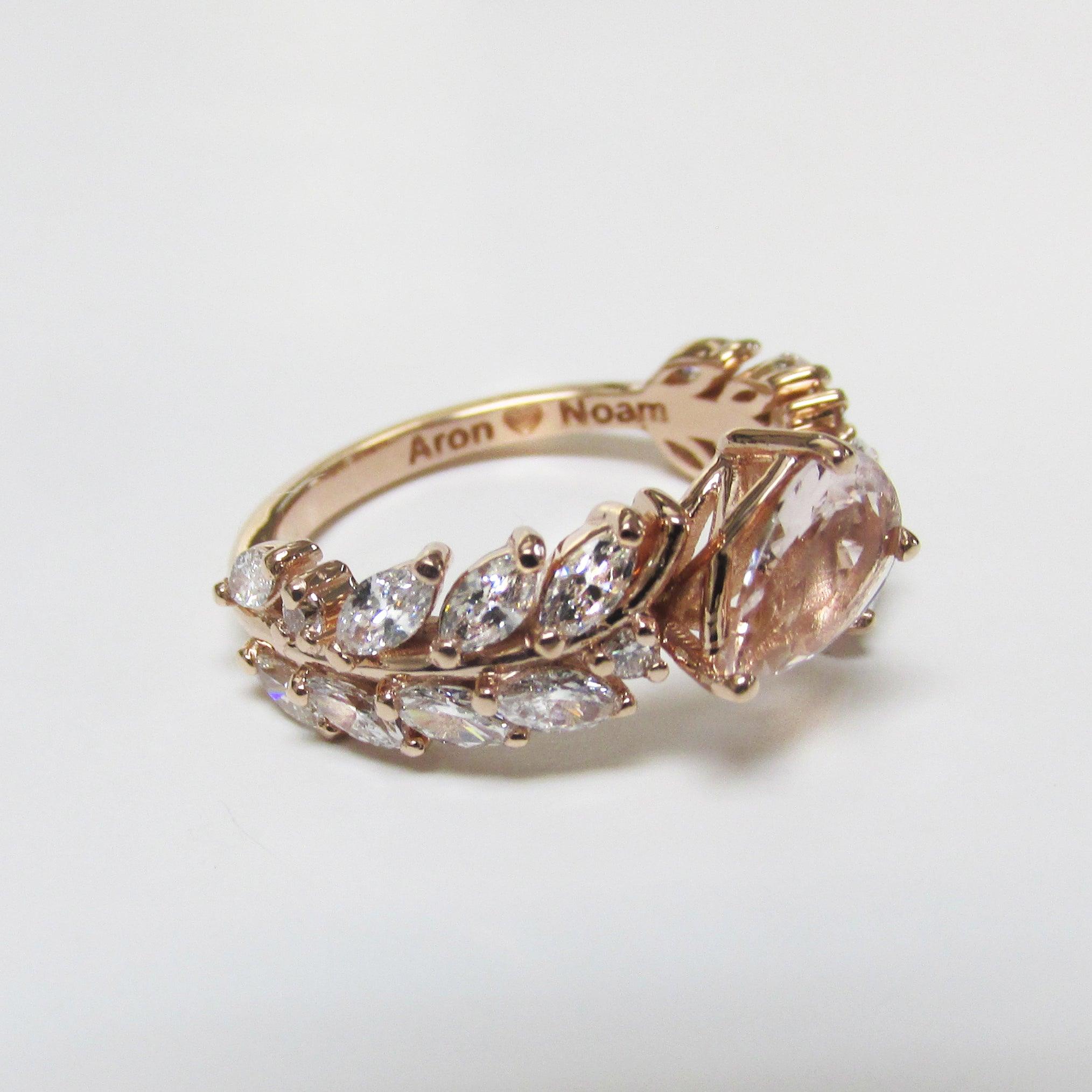 Morganite and Diamond Ring 14K Rose Gold - Thenetjeweler