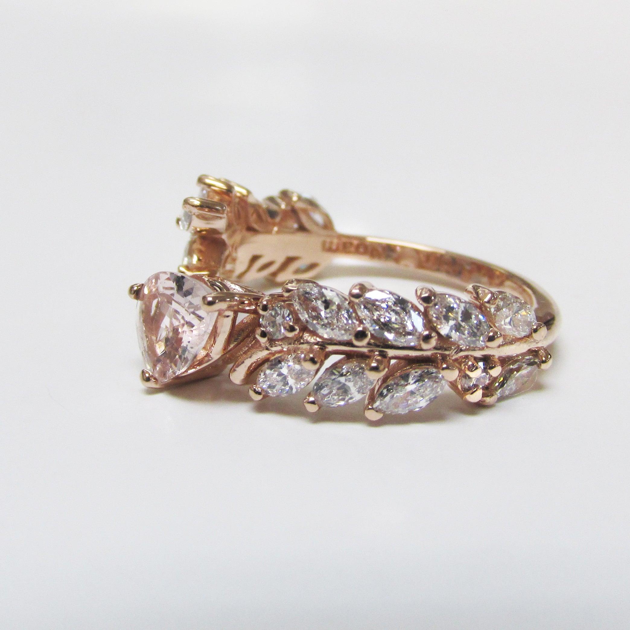 Morganite and Diamond Ring 14K Rose Gold - Thenetjeweler