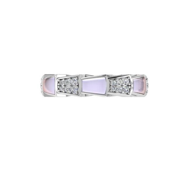 Mother of Pearl and White Diamonds Band Ring - Thenetjeweler
