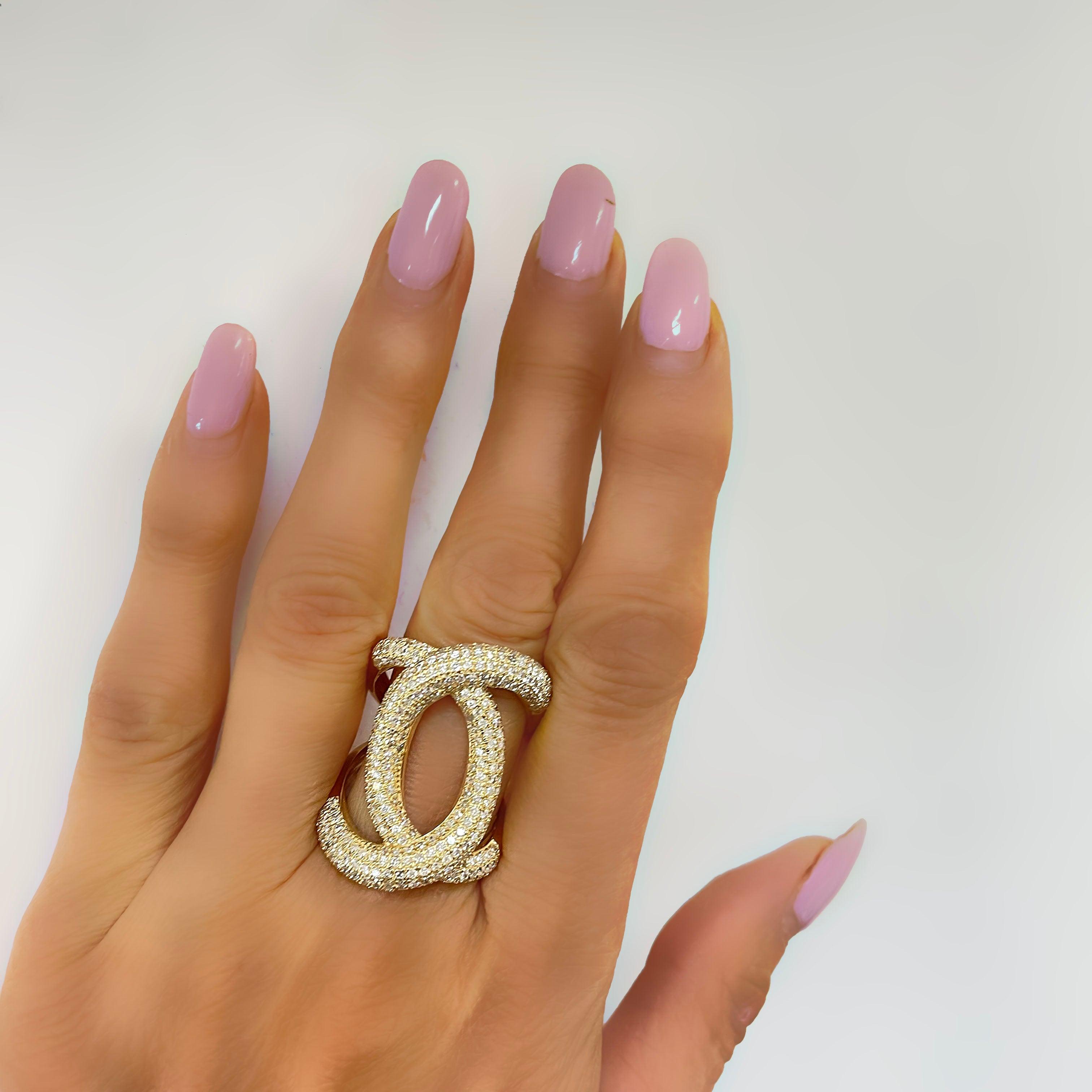 Diamond Crossover Ring Yellow Gold - Thenetjeweler