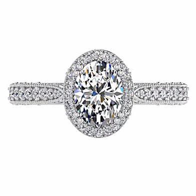Milgrain Diamond Engagement Ring 18K Gold Prong Detailing - Thenetjeweler