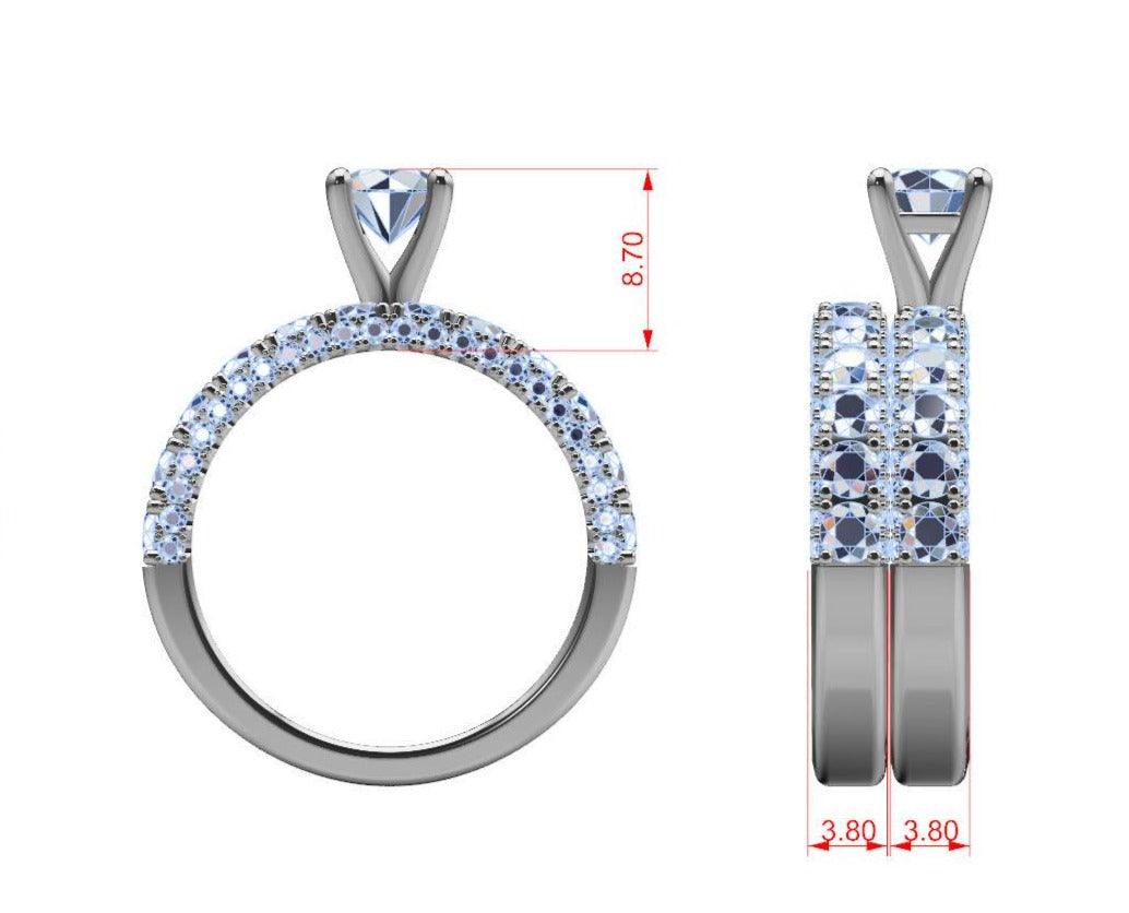 Engagement Ring and Half Eternity White Gold - Thenetjeweler