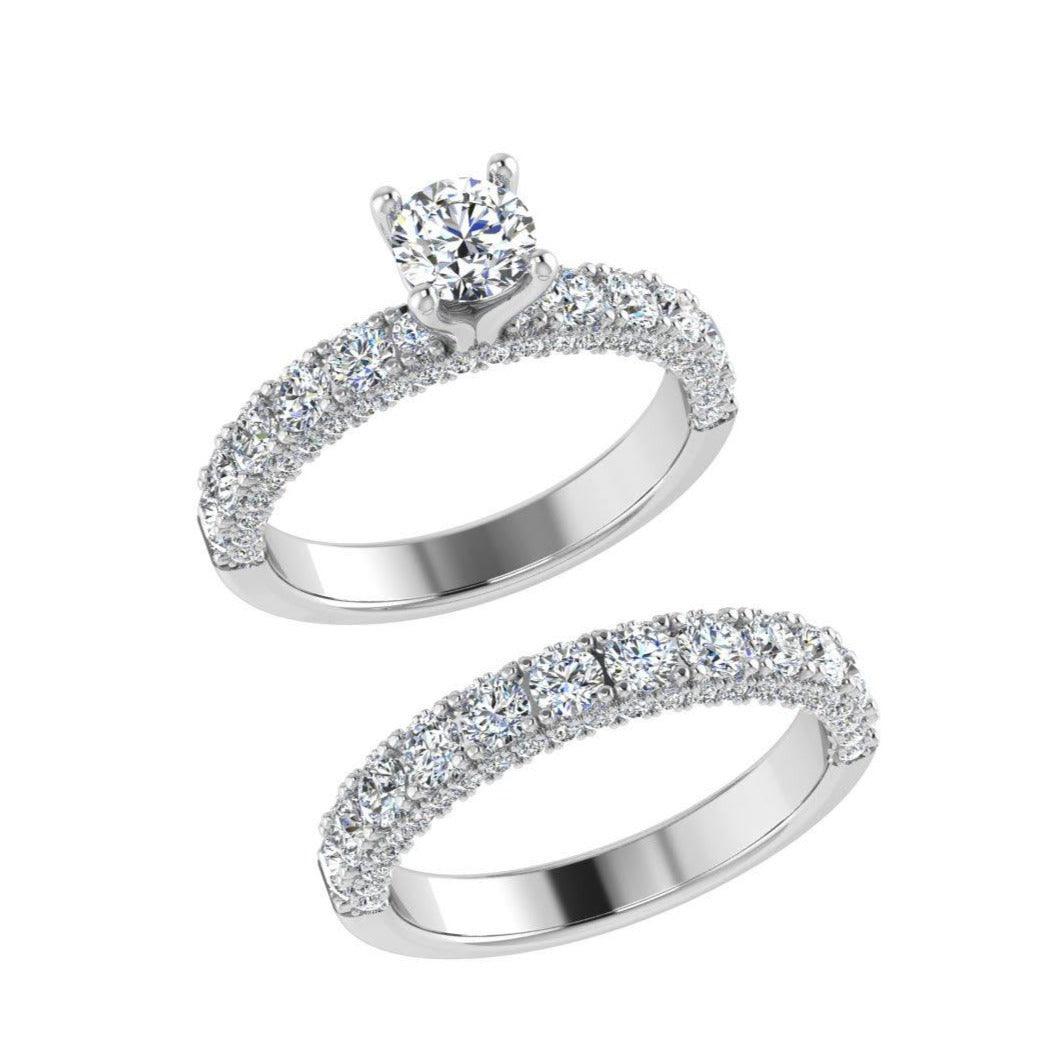 Engagement Ring and Half Eternity White Gold - Thenetjeweler