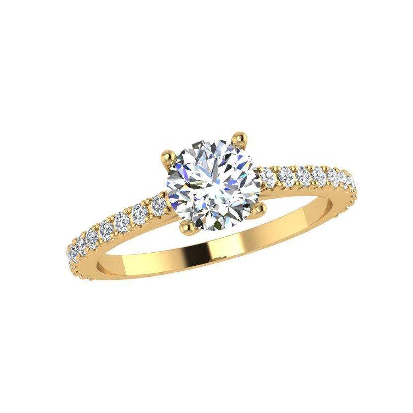 Round Diamond Engagement Ring Side Stones (0.30 ct.tw. 18K) - Thenetjeweler