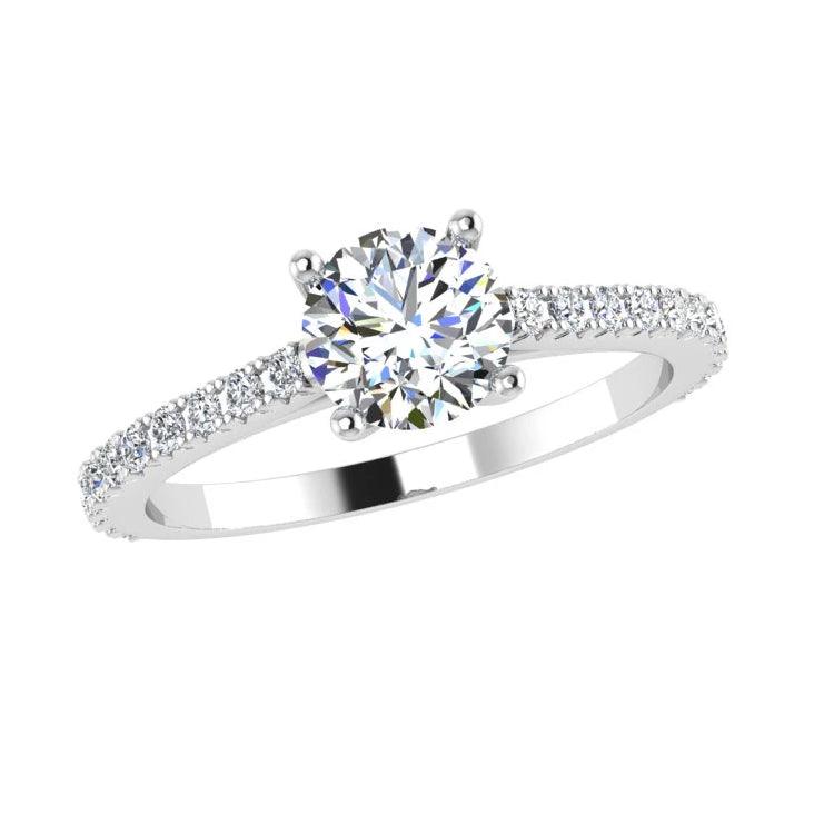 Round Diamond Engagement Ring Side Stones (0.30 ct.tw. 18K) - Thenetjeweler