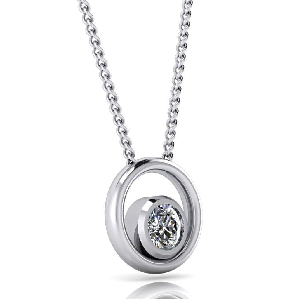 Double Circle Diamond Pendant Necklace White Gold - Thenetjeweler