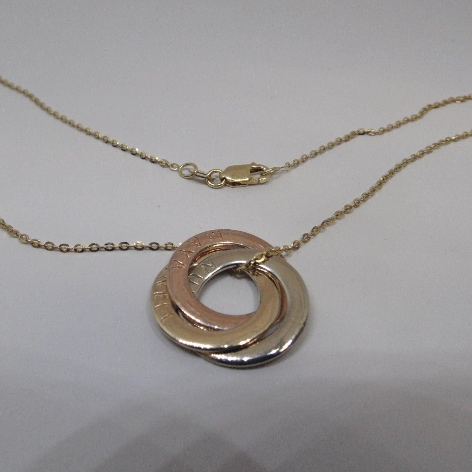 Personalised Russian Ring Necklace 14K Gold - Thenetjeweler