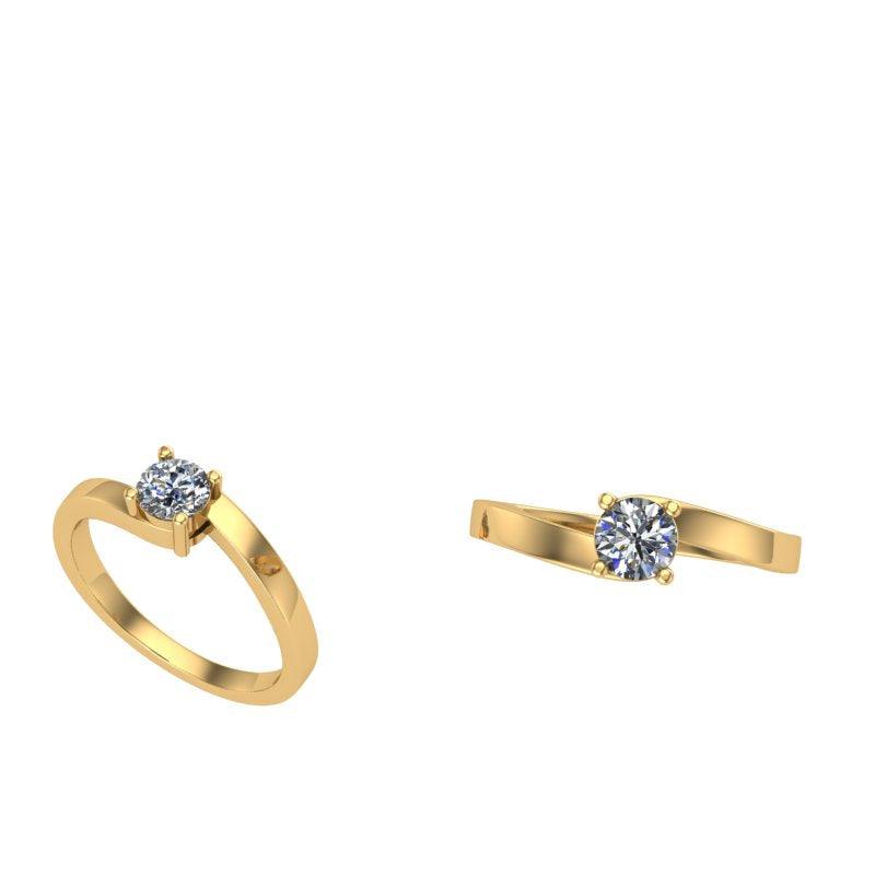 Single Diamond Modern Engagement Ring - Thenetjeweler