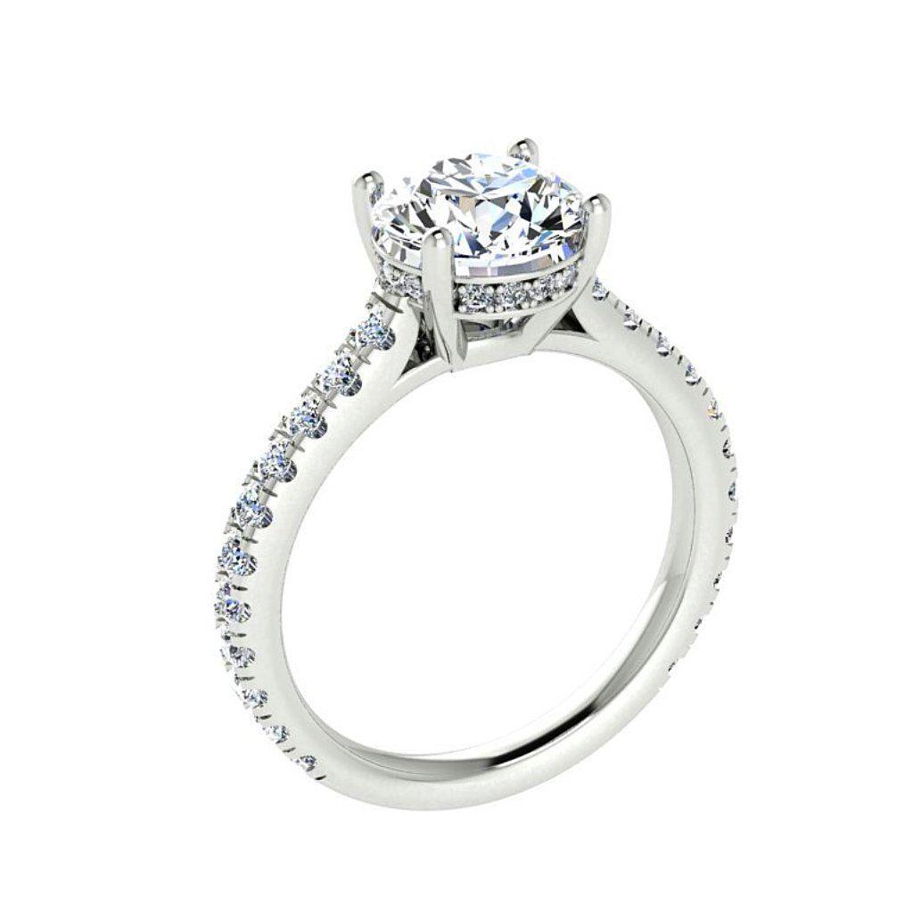 Round Diamond Engagement Ring 18K Gold Setting (1.07 ct. tw) - Thenetjeweler