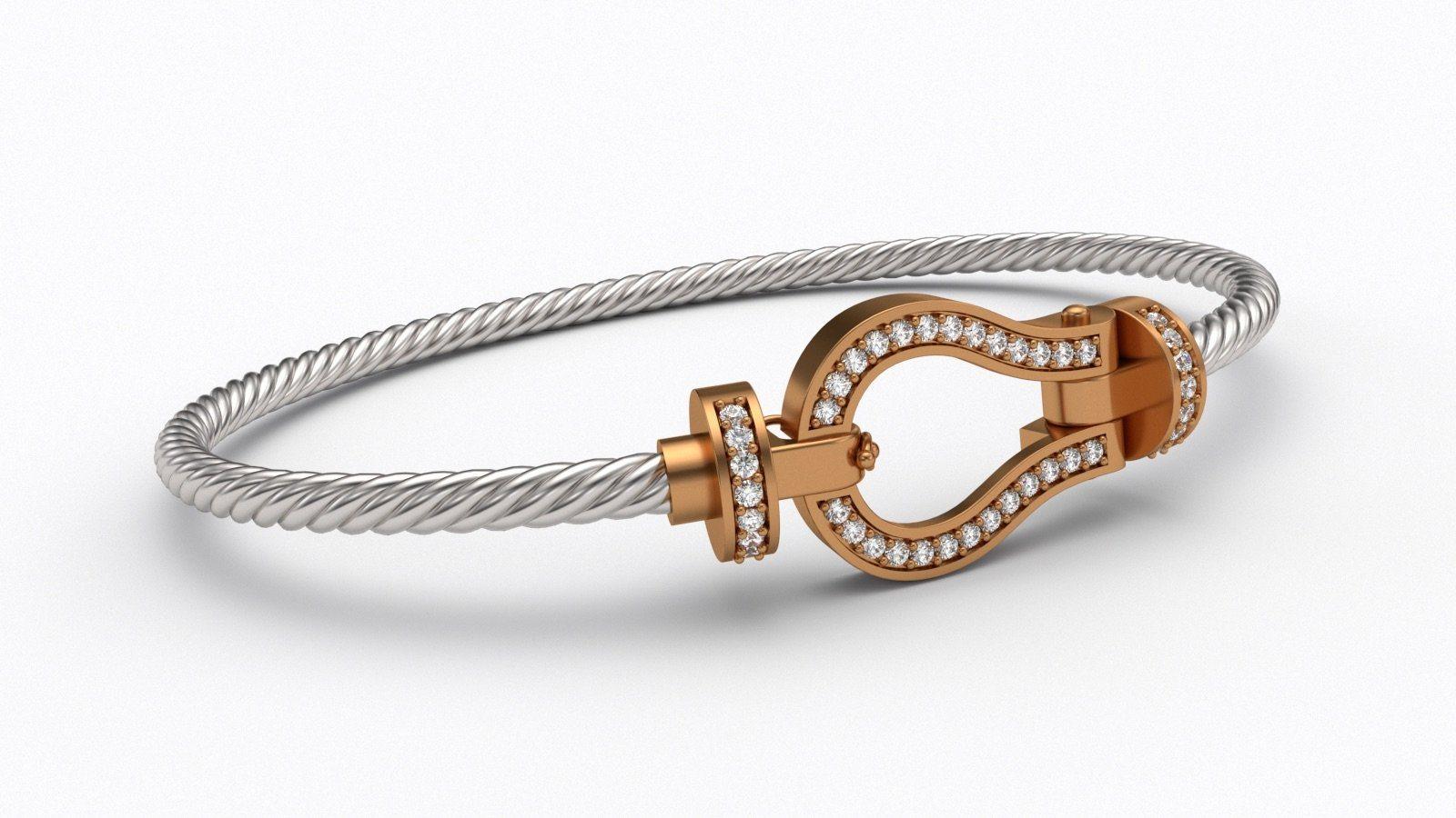 Cable and Diamond Bracelet 10K Gold - Thenetjeweler