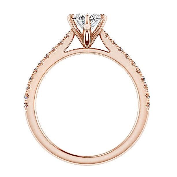 Marquise Diamond Engagement Ring with Side Stones 18K Rose Gold (0.21 ct. tw) - Thenetjeweler