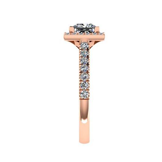 Princess Cut Diamond Square Halo Ring 18K Gold - Thenetjeweler