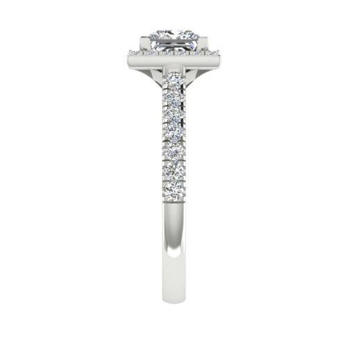 Princess Cut Diamond Square Halo Ring 18K Gold - Thenetjeweler
