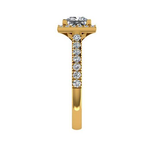 Princess Cut Diamond Square Halo Ring 18K Gold - Thenetjeweler