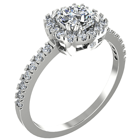 Cushion Halo Diamond Engagement Ring 18K White Gold Setting - Thenetjeweler