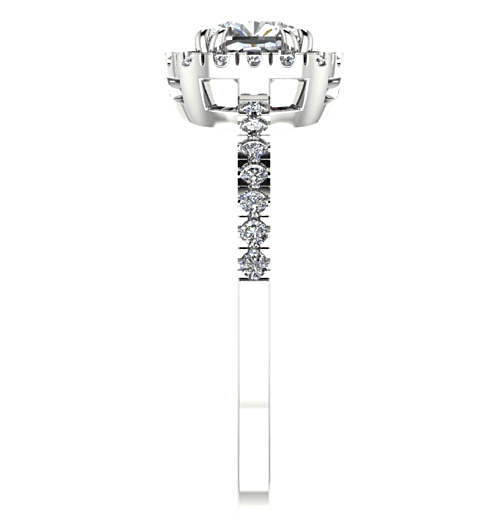 Cushion Halo Diamond Engagement Ring 18K White Gold Setting - Thenetjeweler