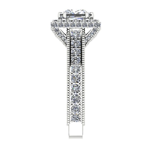 Princess Diamond Halo Engagement Ring 18K White Gold Setting - Thenetjeweler