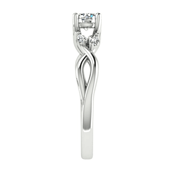 Round and Marquise Diamond Twist Engagement Ring 18K White Gold - Thenetjeweler