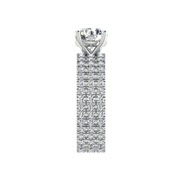 Diamond Engagement Ring and Eternity Bands Set 18K White Gold - Thenetjeweler