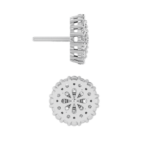 Round Diamond Pave Stud Earrings 14K Gold (0.49 ct.tw) - Thenetjeweler