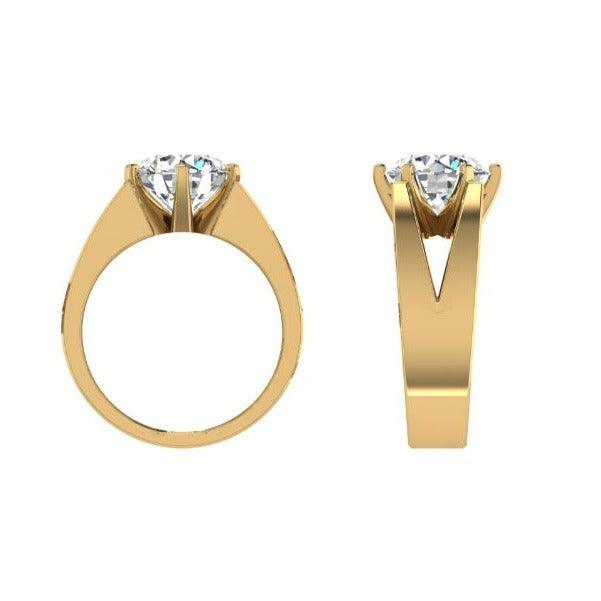 Lab Diamond Men's Ring 14K Yellow Gold Split Band - Thenetjeweler