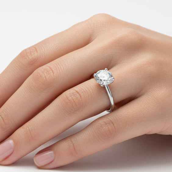 Solitaire Diamond Engagement Ring 18K Gold - The net jeweler