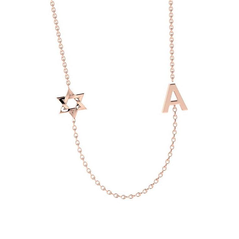 Sideways Initial Necklace 14k Gold - Thenetjeweler