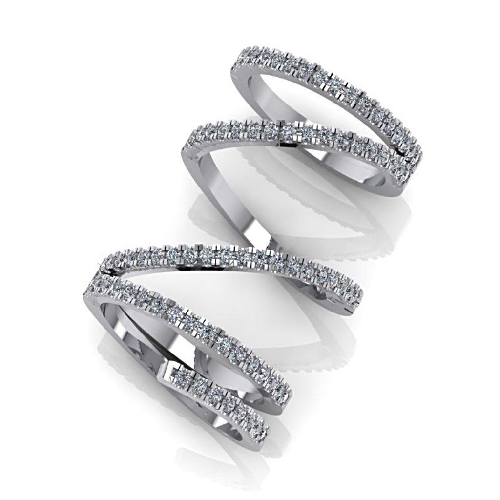 Diamond Spiral Design Ring 14K White Gold - Thenetjeweler
