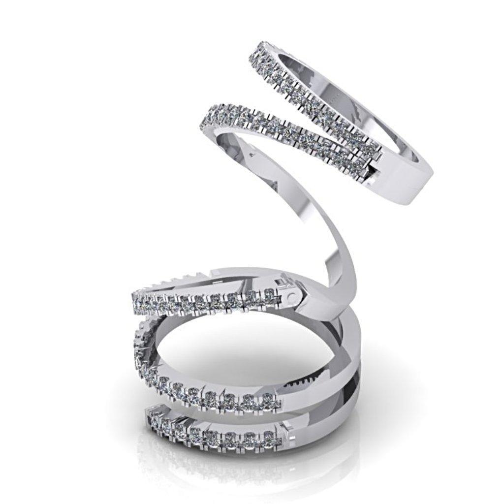 Diamond Spiral Design Ring 14K White Gold - Thenetjeweler