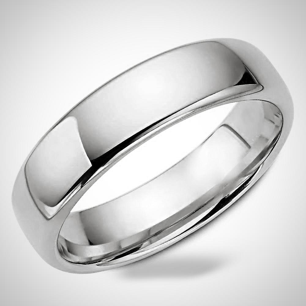 Traditional Men's Wedding Ring 14K White Gold Band 6.0 mm - Thenetjeweler