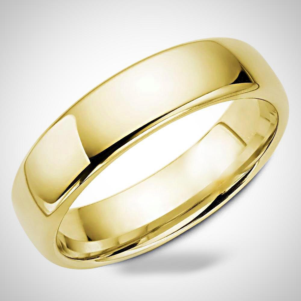 Traditional Men's Wedding Ring 14K Yellow Gold Band 6.0 mm - Thenetjeweler