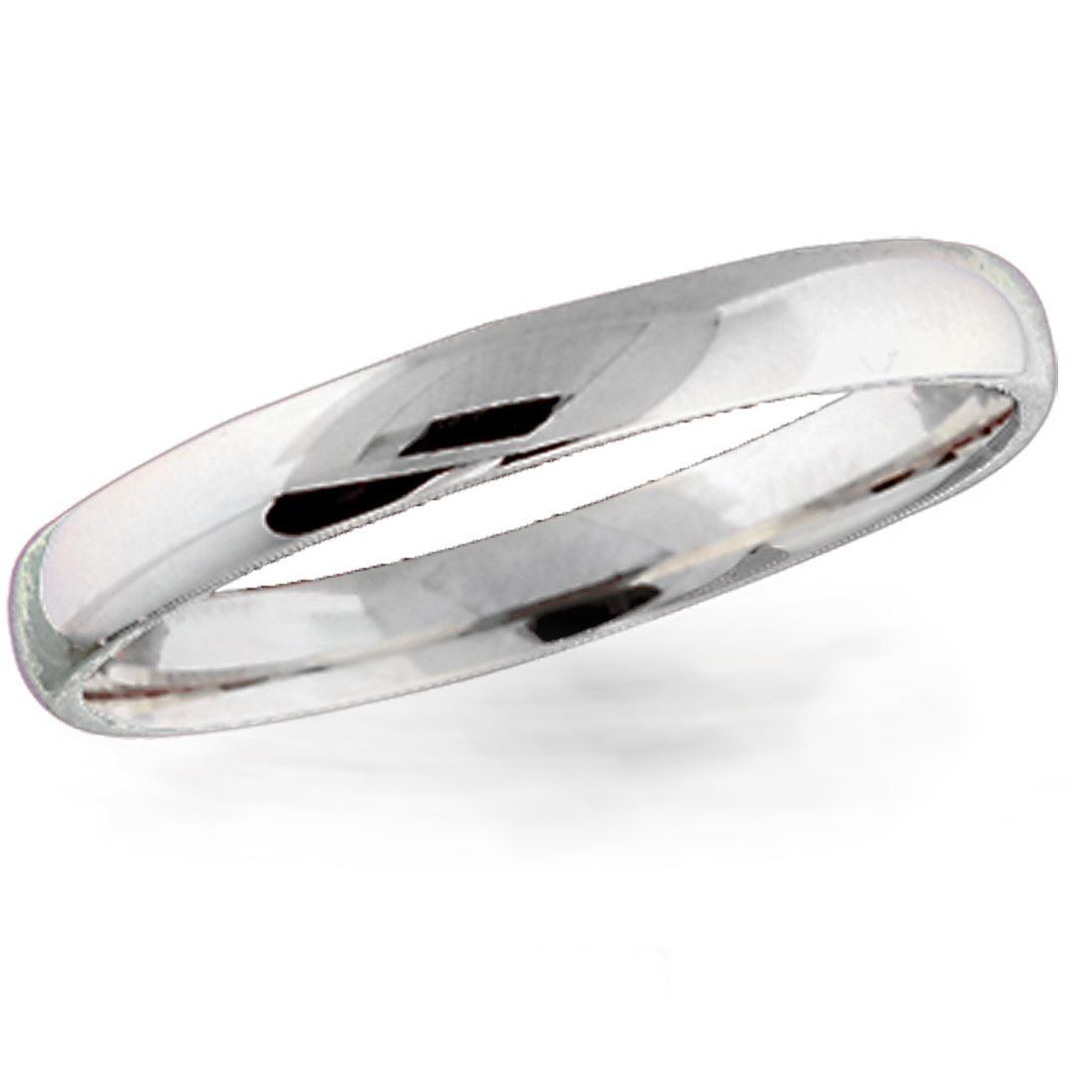 Classic Men's Wedding Ring Band White Gold 3 mm - Thenetjeweler