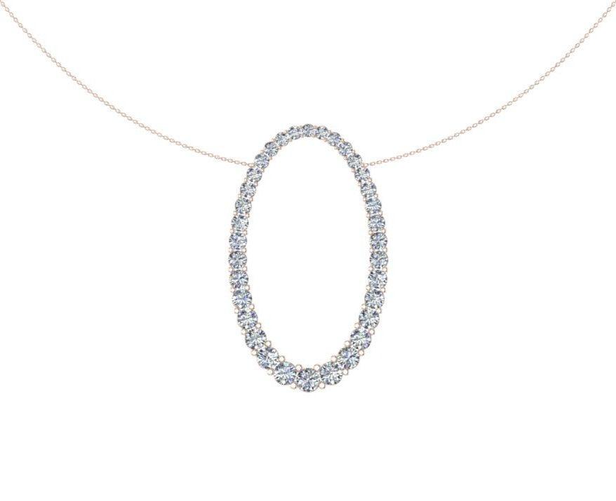 Open Oval Diamond Necklace 2.90 carat 14K Gold - Thenetjeweler