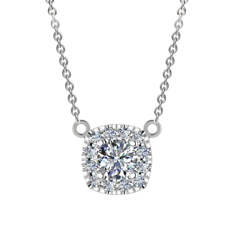 Cushion Halo Diamond Necklace - Thenetjeweler