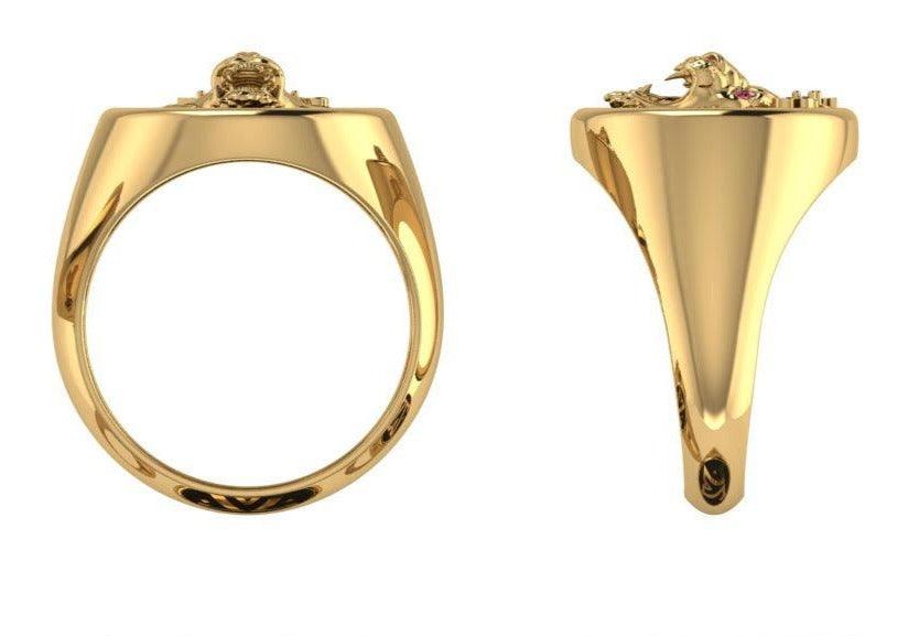 Men's Lion Ring with Ruby 10K Yellow Gold - Thenetjeweler