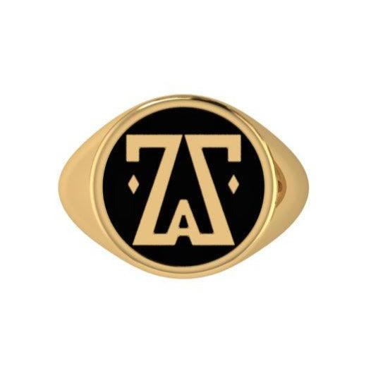 Men's Custom Logo Statement Ring 10K Yellow Gold - Thenetjeweler