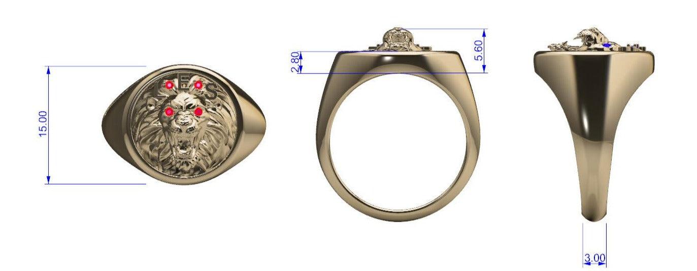 Men's Lion Ring with Ruby 10K Yellow Gold - Thenetjeweler