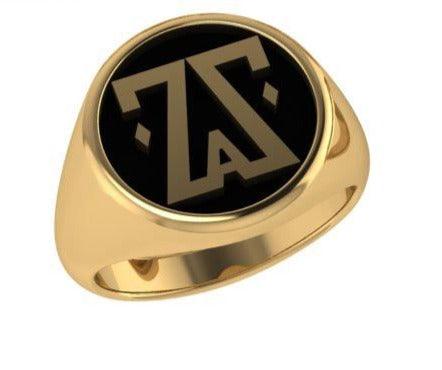 Men's Custom Logo Statement Ring 10K Yellow Gold - Thenetjeweler