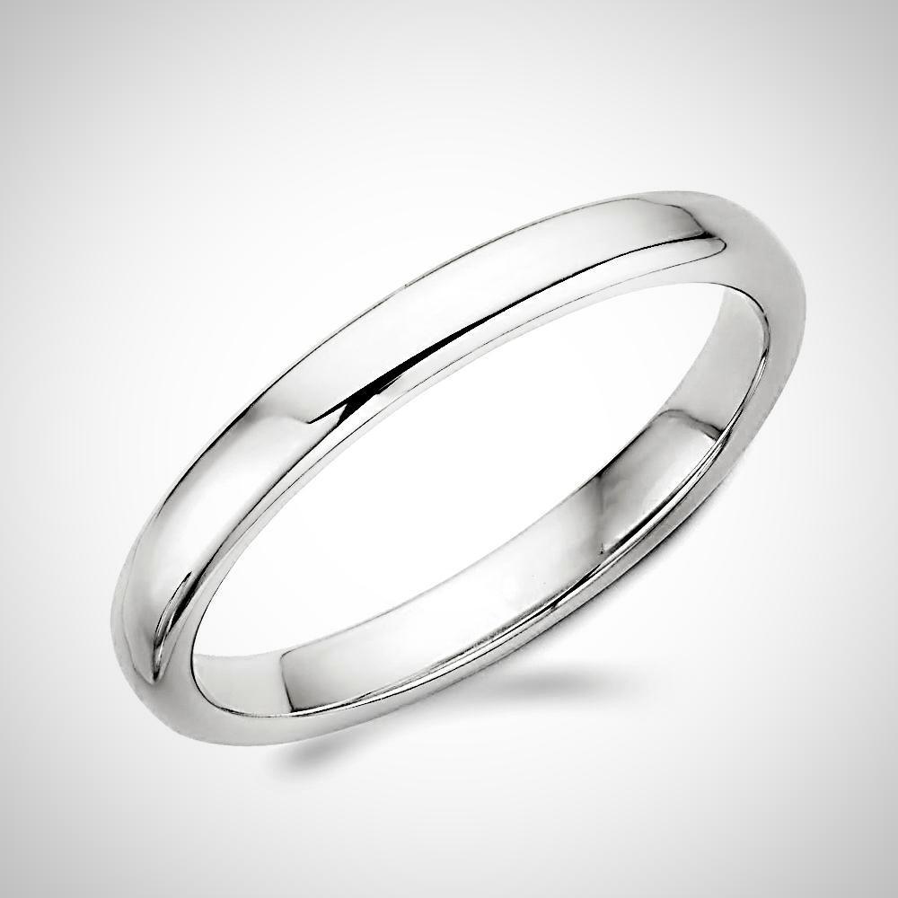 Traditional Men's Wedding Ring Band 14K White Gold 3.0 mm - Thenetjeweler