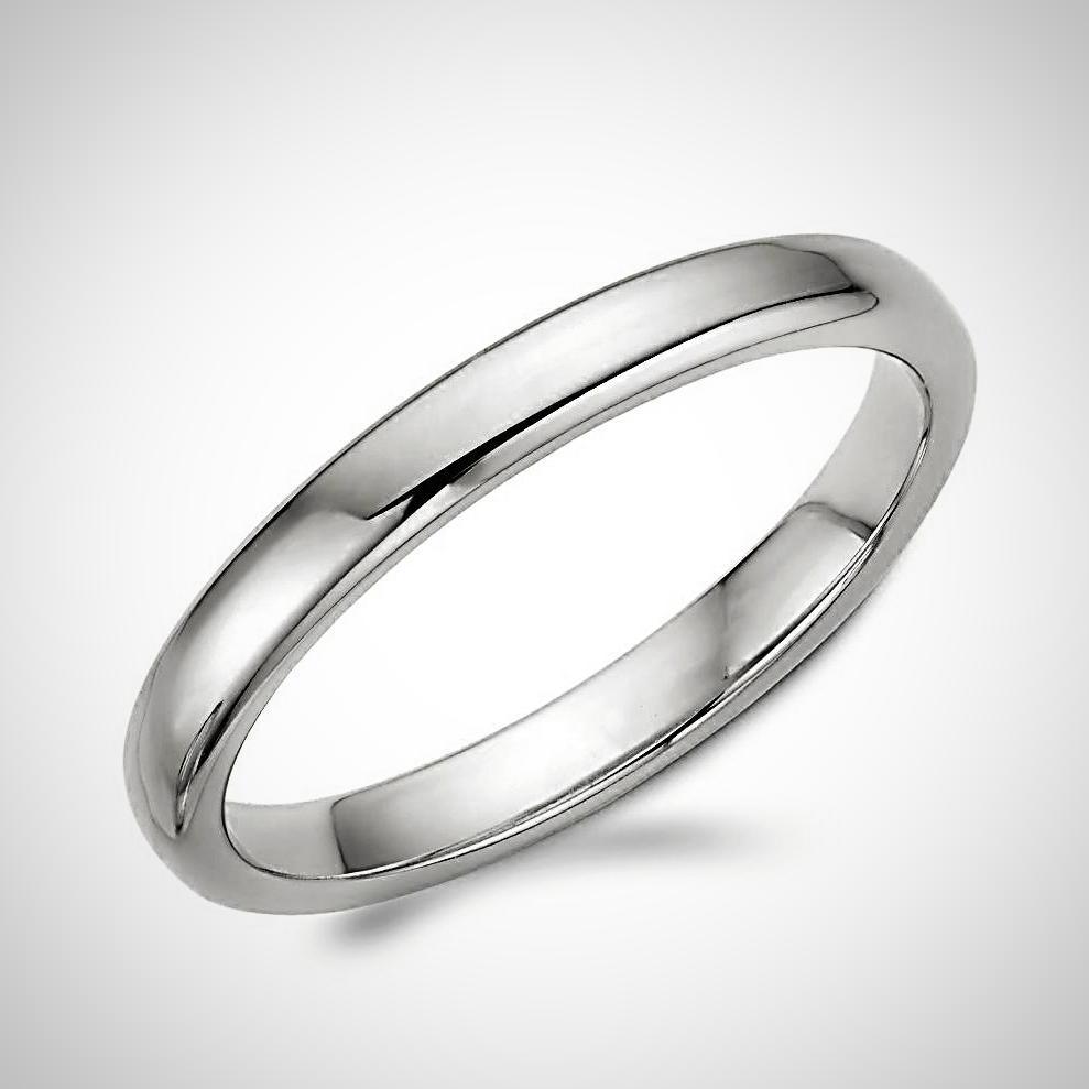 Traditional Men's Wedding Ring Band 14K White Gold 3.0 mm - Thenetjeweler