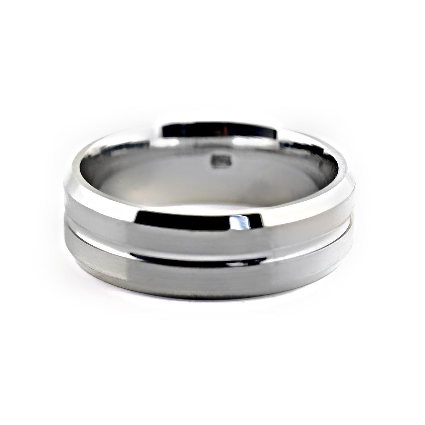 7mm Wide Men's Wedding Band White Gold - Thenetjeweler
