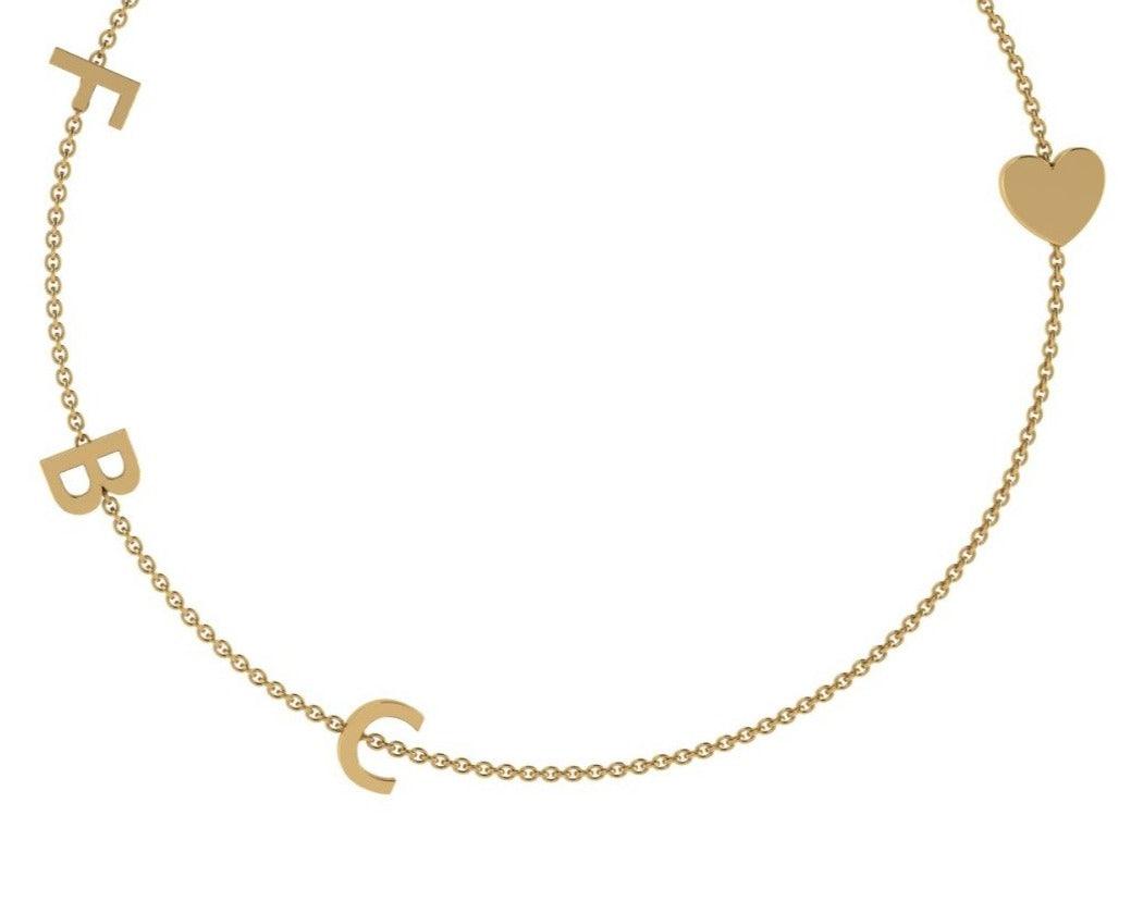 3 Initial Charm Necklace - Thenetjeweler