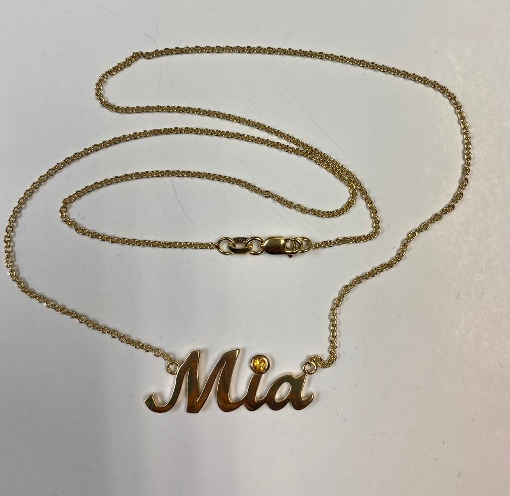 Personalized Name Necklace Mia Diamond Accent Yellow Gold - Thenetjeweler