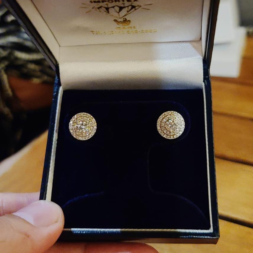 Double Halo Diamond Stud Earrings - Thenetjeweler