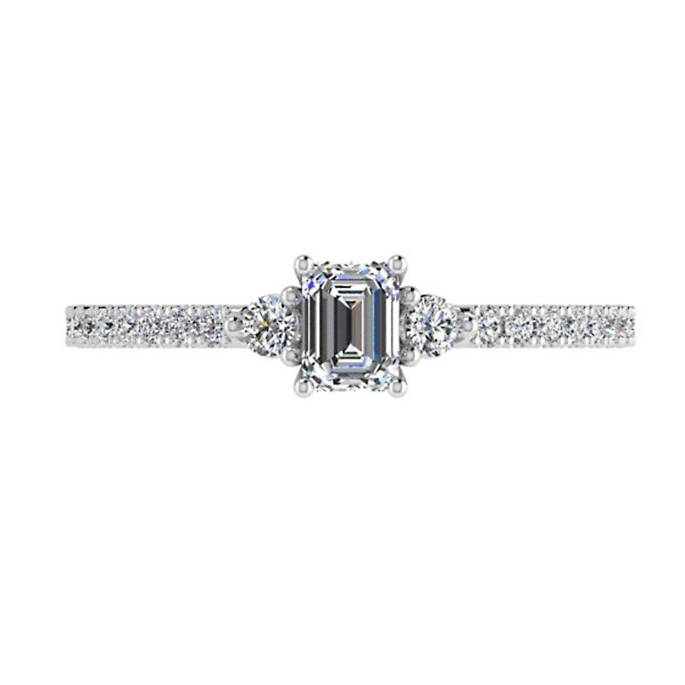 Emerald Cut Diamond Ring with Side Stones - Thenetjeweler