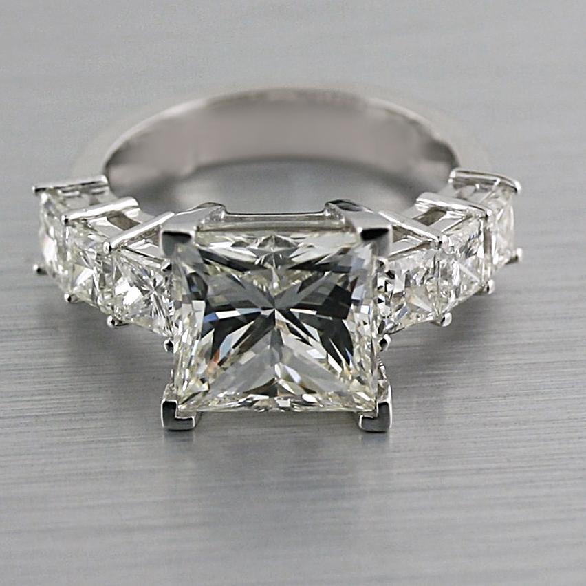 Princess Diamond Engagement Ring with Side Stones 18K Gold - Thenetjeweler