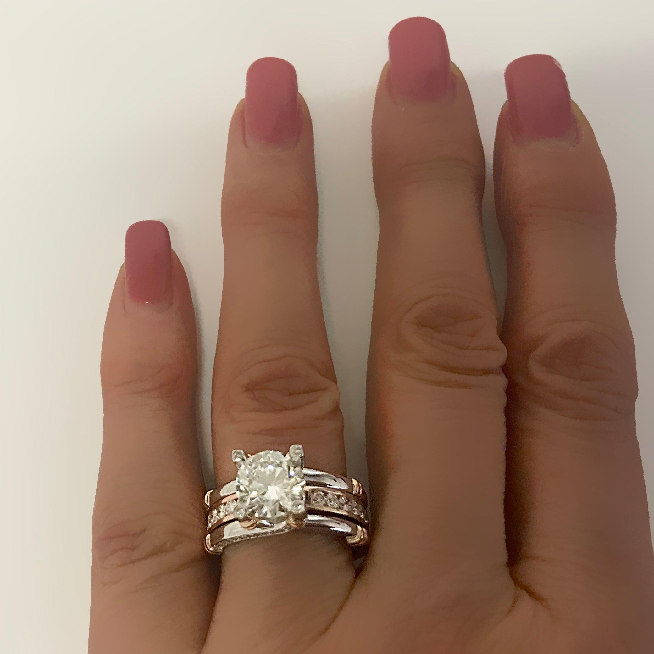 Diamond Band Set Solitaire and Guard Wrap Jacket - Thenetjeweler